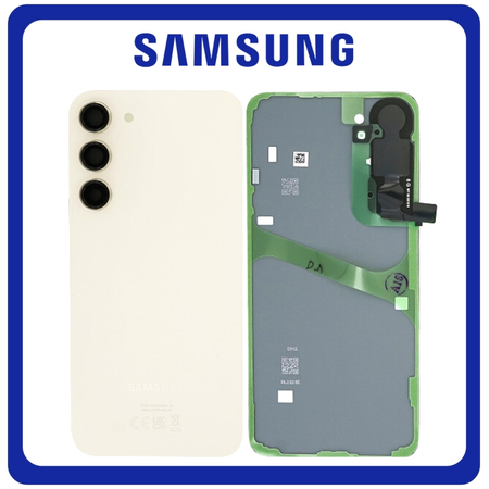 Γνήσια Original Samsung Galaxy S23 (SM-S911B, SM-S911B/DS) Rear Back Battery Cover Πίσω Κάλυμμα Καπάκι Πλάτη Μπαταρίας + Camera Lens Τζαμάκι Κάμερας Cream GH82-30393B​ (Service Pack By Samsung)