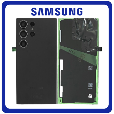 Γνήσια Original Samsung Galaxy S23 Ultra 5G (SM-S918B, SM-S918B/DS) Rear Back Battery Cover Πίσω Κάλυμμα Καπάκι Πλάτη Μπαταρίας + Camera Lens Τζαμάκι Κάμερας Phantom Black Μαύρο GH82-30400A (Service Pack By Samsung)
