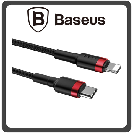 Baseus Cafule Lightning Braided USB-C to Lightning Cable 18W Red Black Μαύρο 1m (CATLKLF-91)