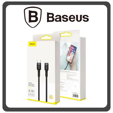 Baseus Cafule Lightning Braided USB-C to Lightning Cable 18W Red Black Μαύρο 1m (CATLKLF-91)