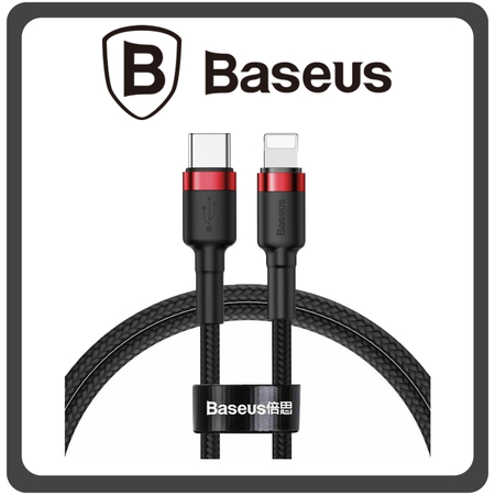 Baseus Cafule Lightning Braided USB-C to Lightning Cable 18W Red Black Μαύρο 1m (CATLKLF-91)