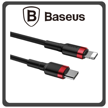 Baseus Cafule Lightning Braided USB-C to Lightning Cable 18W Red Black Μαύρο 1m (CATLKLF-91)