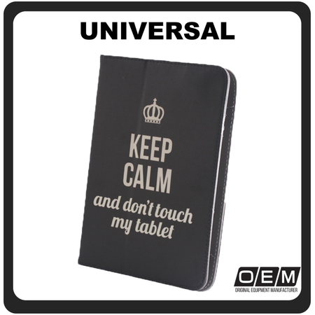 Θήκη Book Universal Keep Calm, Leather Δερματίνη For Tablets 9-10" Flip Cover Black Μαύρο