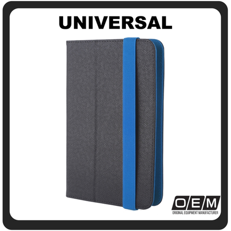 Θήκη Book Universal, Leather Δερματίνη For Tablets 7-8" Flip Cover Black-Blue