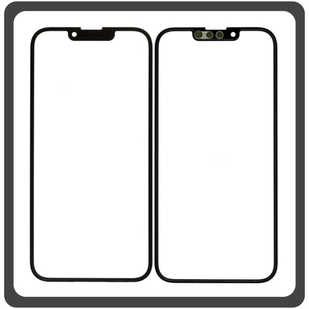 HQ OEM Συμβατό Για Apple iPhone 13 (A2633), iPhone 13 Pro (A2638), Aftermarket Front Glass For Refurbished Μπροστινό Τζαμάκι Για Ανακατασκευή + Frame Πλαίσιο Black Μαύρο (Grade AAA+++)