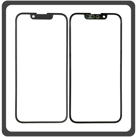 HQ OEM Συμβατό Για Apple iPhone 13 Mini, iPhone 13Mini (A2628, A2481) Aftermarket Front Glass For Refurbished Μπροστινό Τζαμάκι Για Ανακατασκευή + Frame Πλαίσιο Black Μαύρο (Grade AAA+++)