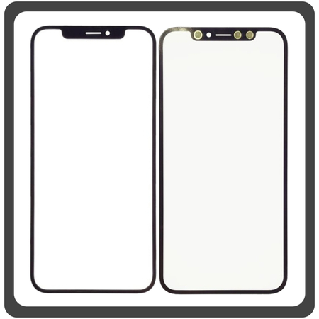 iPhone XS Max (A1921, A2101) Aftermarket Front Glass For Refurbished Μπροστινό Τζαμάκι Για Ανακατασκευή + Frame Πλαίσιο Black Μαύρο (Ref By Apple)