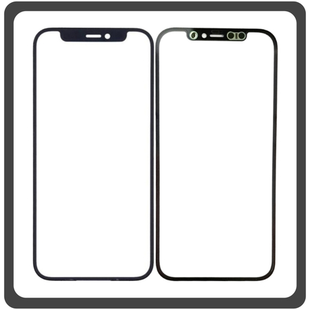 HQ OEM Συμβατό Με Apple iPhone 12 (A2403, A2172) / iPhone 12 Pro (A2407, A2341) Premium Aftermarket Front Glass For Refurbished Μπροστινό Τζαμάκι Για Ανακατασκευή + Frame Πλαίσιο Black Μαύρο (Premium A+​)