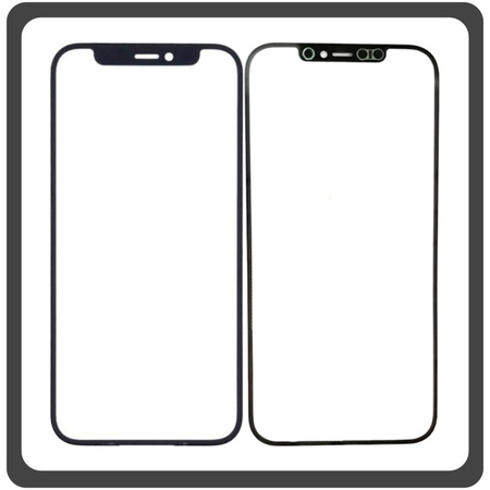 HQ OEM Συμβατό Για Apple iPhone 12 Pro Max, iPhone 12 ProMax (A2411, A2342) Aftermarket Front Glass For Refurbished Μπροστινό Τζαμάκι Για Ανακατασκευή + Frame Πλαίσιο Black Μαύρο (Grade AAA+++)