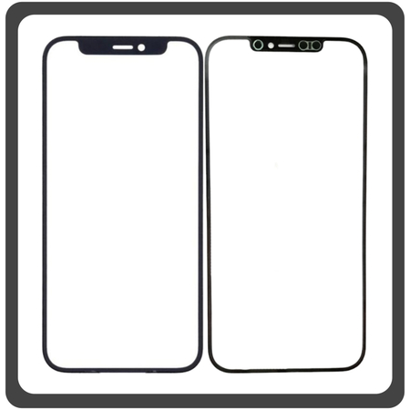 HQ OEM Συμβατό Με Apple iPhone 12 Pro Max, iPhone 12 ProMax (A2411, A2342) Aftermarket Front Glass For Refurbished Μπροστινό Τζαμάκι Για Ανακατασκευή + Frame Πλαίσιο Black Μαύρο (Premium A+​)