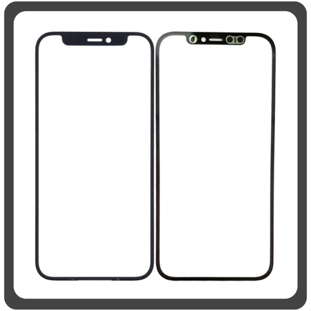 HQ OEM Συμβατό Για Apple iPhone 12 (A2403, A2172) iPhone 12 Pro (A2407, A2341) Aftermarket Front Glass For Refurbished Μπροστινό Τζαμάκι Για Ανακατασκευή + Frame Πλαίσιο Black Μαύρο (Grade AAA+++)