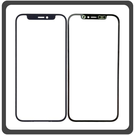 HQ OEM Συμβατό Με Apple iPhone 12 (A2403, A2172) iPhone 12 Pro (A2407, A2341) Aftermarket Front Glass For Refurbished Μπροστινό Τζαμάκι Για Ανακατασκευή + Frame Πλαίσιο Black Μαύρο (Premium A+​)