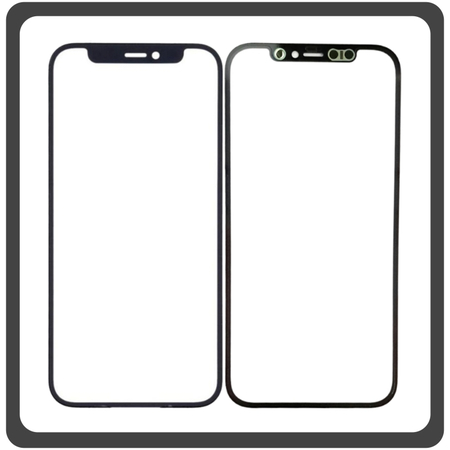 iPhone 12 (A2403, A2172) iPhone 12 Pro (A2407, A2341 ) Premium Aftermarket Front Glass For Refurbished Μπροστινό Τζαμάκι Για Ανακατασκευή + Touch Screen Digitizer Μηχανισμός Αφής + Frame Bezel Πλαίσιο Σασί Black Μαύρο​ (Ref By Apple)