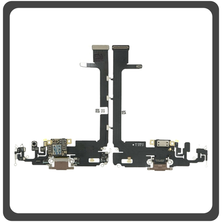 HQ OEM Συμβατό Για Apple iPhone 11 Pro Max (A2218, A2161, A2220, iPhone12.5) Charging Dock Connector Lightning Flex Καλωδιοταινία Κονέκτορας Φόρτισης + Microphone Μικρόφωνο Matte Gold Χρυσό (Premium A+)