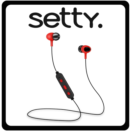 Setty Sport In-ear Bluetooth Handsfree Ακουστικά Red Κόκκινα