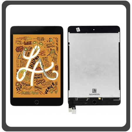 OEM HQ Apple iPad Mini 5 Mini5 , iPad Mini 5th Gen 7.9 7,9 Inch 2019 (A2126, A2124, A2133) IPS LCD Display Assembly Screen + Touch Digitizer Μηχανισμός Αφής + Home Button Κεντρικό Κουμπί Black Μαύρο (Grade AAA+++)