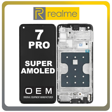 HQ OEM Συμβατό Για Realme 7 Pro (RMX2170) Super AMOLED LCD Display Screen Assembly Οθόνη + Touch Screen Digitizer Μηχανισμός Αφής + Frame Bezel Πλαίσιο Σασί Blue Μπλε (Premium A+)