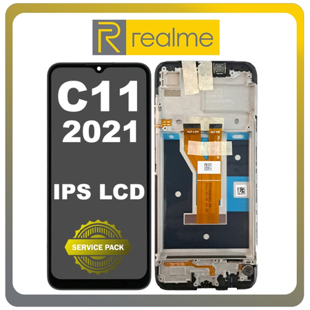 Γνήσια Original Realme C11 2021, Realme C 11 2021 (RMX3231) IPS LCD Display Screen Assembly Οθόνη + Touch Screen Digitizer Μηχανισμός Αφής + Frame Bezel Πλαίσιο Σασί Black Μαύρο 4907881​ (Service Pack By Realme)