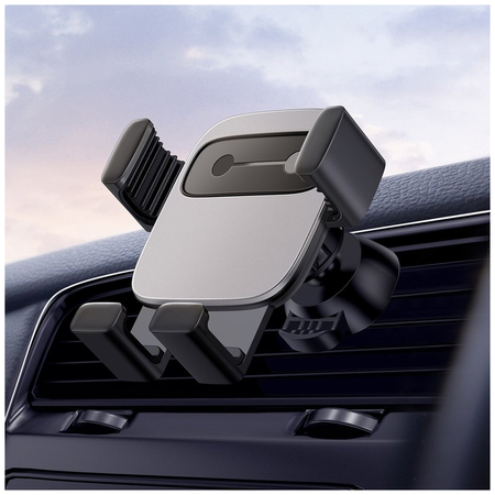 Baseus Βάση Κινητού Αυτοκινήτου Cube Gravity με Ρυθμιζόμενα Άγκιστρα Silver Ασημί