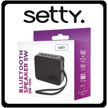 Setty GB-100 Ηχείο Bluetooth 5W Με Ραδιόφωνο και Διάρκεια Μπαταρίας έως 3 ώρες Black Μαύρο