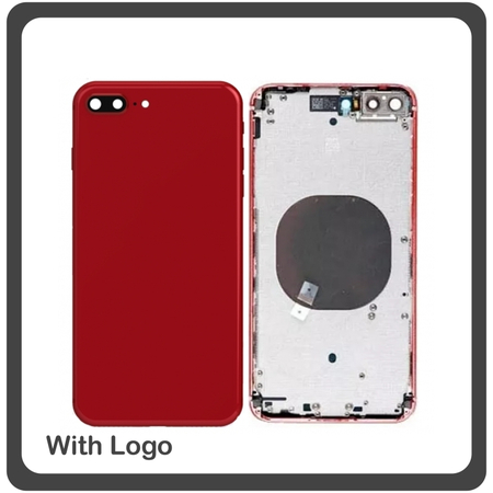 HQ OEM Συμβατό Για Apple Iphone 8+ iPhone 8 Plus (A1864, A1897, A1898, , A1899, iPhone10,2, iPhone10,5) Rear Back Battery Cover Middle Frame- Housing Πίσω Κάλυμμα Καπάκι Πλάτη Μπαταρίας - Σασί + Side Keys Πλαινά πλήκτρα  + Sim Tray Θήκη Κάρτας Red Κόκκινο (Grade AAA+++)