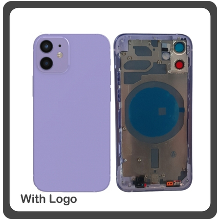 HQ OEM Συμβατό Για Apple iPhone 12 Mini, iPhone 12Mini (A2399, A2176) EU Version Rear Back Battery Cover Middle Frame- Housing Πίσω Κάλυμμα Καπάκι Πλάτη Μπαταρίας - Σασί + Side Keys Πλαινά πλήκτρα  + Sim Tray Θήκη Κάρτας Purple Μωβ (Grade AAA+++)