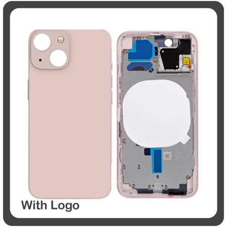 HQ OEM Συμβατό Για Apple iPhone 13 Mini, iPhone13 Mini (A2628, A2481) EU Version Rear Back Battery Cover Middle Frame- Housing Πίσω Κάλυμμα Καπάκι Πλάτη Μπαταρίας - Σασί + Side Keys Πλαινά πλήκτρα  + Sim Tray Θήκη Κάρτας Pink Ροζ (Grade AAA+++)
