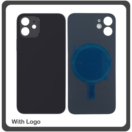 HQ OEM Συμβατό Για iPhone 12, iPhone12 (A2403, A2172, A2402) Premium Aftermarket Rear Back Battery Cover with Camera Big Hole Πίσω Κάλυμμα Πλάτη Καπάκι Μπαταρίας + Magsafe Charger Black Μαύρο​ (Grade AAA+++)