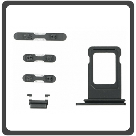 HQ OEM Συμβατό Για Apple iPhone 11, iPhone11 (A2221, A2111, A2223, iPhone12,1) Set (Sim Tray + Power On/Off + Volume Keys + Silence Button)​ Black Μαύρο (Grade AAA+++)