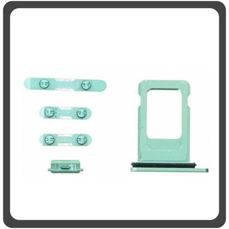 HQ OEM Συμβατό Για Apple iPhone 11, iPhone11 (A2221, A2111, A2223, iPhone12,1) Set (Sim Tray + Power On/Off + Volume Keys + Silence Button)​ Green Πράσινο (Grade AAA+++)