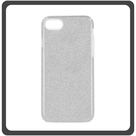 Θήκη Πλάτης - Back Cover, Silicone Σιλικόνη Silver Ασημί Glitter 3in1 For iPhone 7/8/SE 2020/SE 2022