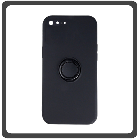 Θήκη Πλάτης - Back Cover, Silicone Σιλικόνη Black Μαύρο Finger Grip For iPhone 7 Plus/8 Plus