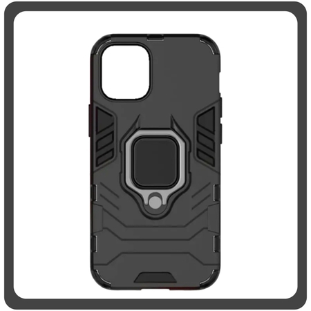Θήκη Πλάτης - Back Cover, Silicone Σιλικόνη Hybrid Ring Armor Black Μαύρο For iPhone 13 Pro