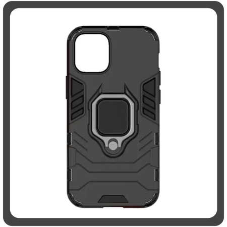 Θήκη Πλάτης - Back Cover, Silicone Σιλικόνη Ring Armor Hybrid TPU Black Μαύρο For iPhone 13