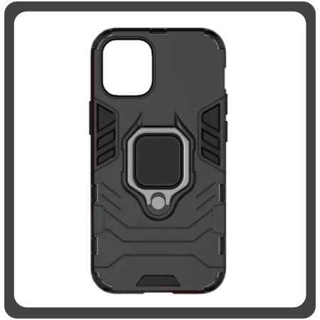 Θήκη Πλάτης - Back Cover, Silicone Σιλικόνη Ring Armor Hybrid TPU Black Μαύρο For iPhone 13 Mini