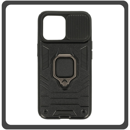 Θήκη Πλάτης - Back Cover, Silicone Σιλικόνη Hybrid TPU Ring Lens Black Μαύρο For iPhone 13 Pro Max