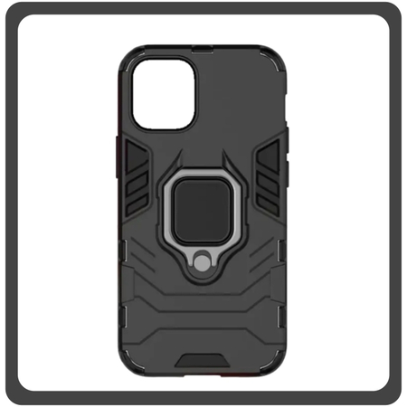 Θήκη Πλάτης - Back Cover, Silicone Σιλικόνη Ring Armor Hybrid TPU Black Μαύρο For iPhone 12 Mini​