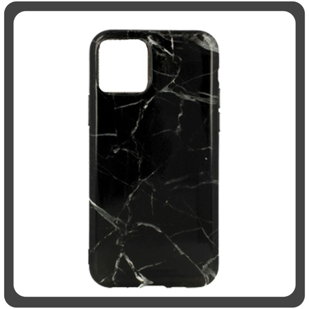 Θήκη Πλάτης - Back Cover, Marble Silicone Σιλικόνη TPU Black Μαύρο For iPhone 12 mini