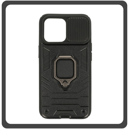 Θήκη Πλάτης - Back Cover, Silicone Σιλικόνη Hybrid TPU Ring Lens Black Μαύρο For iPhone 11 Pro Max