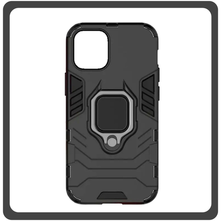 Θήκη Πλάτης - Back Cover, Silicone Σιλικόνη Ring Armor Hybrid TPU Black Μαύρο For iPhone 13 Pro Max