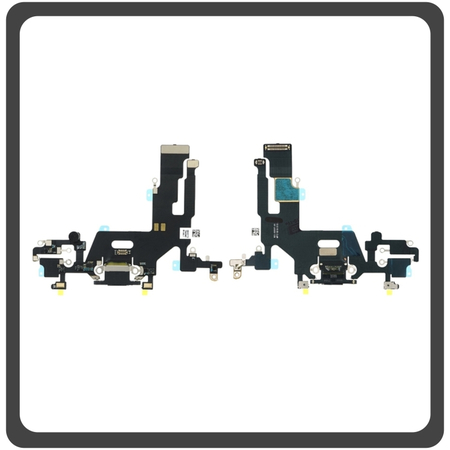 HQ OEM Συμβατό Για Apple iPhone 11, iPhone11 (A2221, A2111, A2223, iPhone12,1) Charging Dock Connector Lightning Flex Καλωδιοταινία Κονέκτορας Φόρτισης + Microphone ​Μικρόφωνο Black Μαύρο (Grade AAA+++)