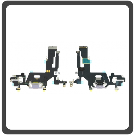 HQ OEM Συμβατό Για Apple iPhone 11 (A2221, A2111, A2223, iPhone12,1) Charging Dock Connector Lightning Flex Καλωδιοταινία Κονέκτορας Φόρτισης + Microphone ​Μικρόφωνο Purple Μωβ (Grade AAA+++)