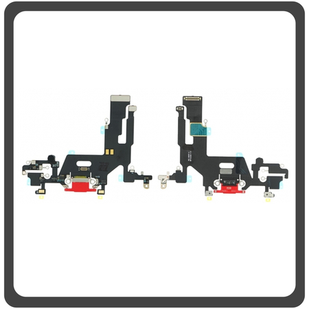 HQ OEM Συμβατό Για Apple iPhone 11 (A2221, A2111, A2223, iPhone12,1) Charging Dock Connector Lightning Flex Καλωδιοταινία Κονέκτορας Φόρτισης + Microphone ​Μικρόφωνο Red Κόκκινο (Grade AAA+++)