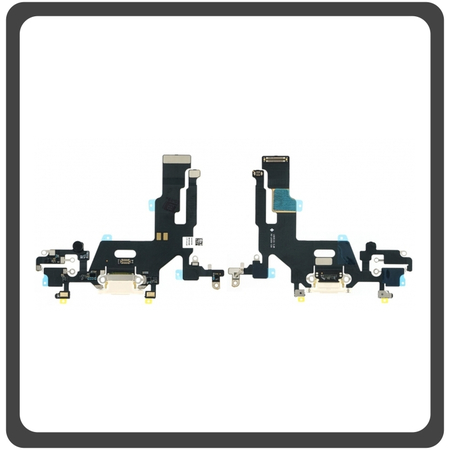 HQ OEM Συμβατό Για Apple iPhone 11 (A2221, A2111, A2223, iPhone12,1) Charging Dock Connector Lightning Flex Καλωδιοταινία Κονέκτορας Φόρτισης + Microphone ​Μικρόφωνο White Άσπρο (Grade AAA+++)