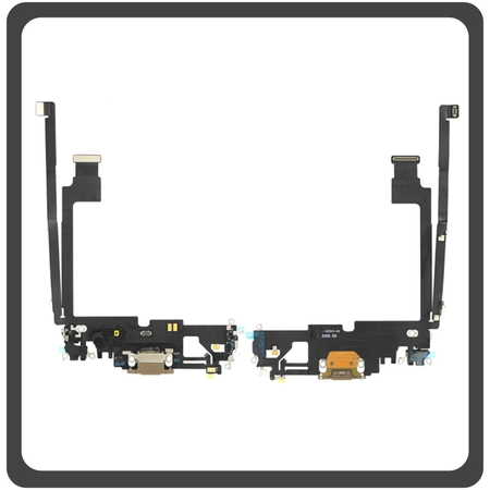 HQ OEM Συμβατό Για Apple iPhone 12 Pro Max, iPhone 12 ProMax (A2411, A2342, A2410) Charging Dock Connector Lightning Flex Καλωδιοταινία Κονέκτορας Φόρτισης + Microphone Μικρόφωνο Gold Χρυσό (Grade AAA+++)