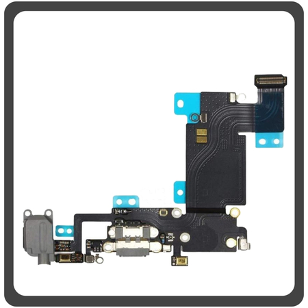 iPhone 6S+ (A1634, A1687) Charging Dock Connector Lightning Flex Καλωδιοταινία Κονέκτορας Φόρτισης + Microphone Μικρόφωνο Space Gray Μαύρο (Ref By Apple)