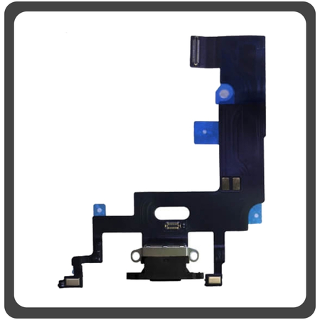 Γνήσια Original Apple iPhone XR (A2105, A1984) Charging Dock Connector Lightning Flex Καλωδιοταινία Κονέκτορας Φόρτισης + Microphone Μικρόφωνο Black Μαύρο