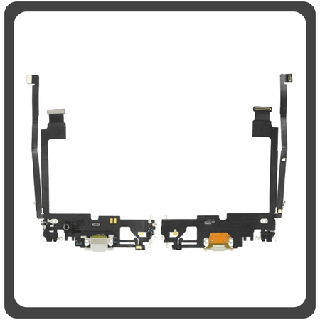 Γνήσια Original Apple iPhone 12 Pro Max, iPhone 12 ProMax (A2411, A2342, A2410) Charging Dock Connector Lightning Flex Καλωδιοταινία Κονέκτορας Φόρτισης + Microphone Μικρόφωνο Silver Ασημί