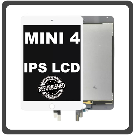 iPad mini 4 (2015) (A1538, A1550, iPad5,1, iPad5,2) IPS LCD Display Aseembly Screen Οθόνη + Touch Digitizer Unit Μηχανισμός Aφής + Home Button Κεντρικό Κουμπί White Άσπρο With Dormancy Function (Ref By Apple)