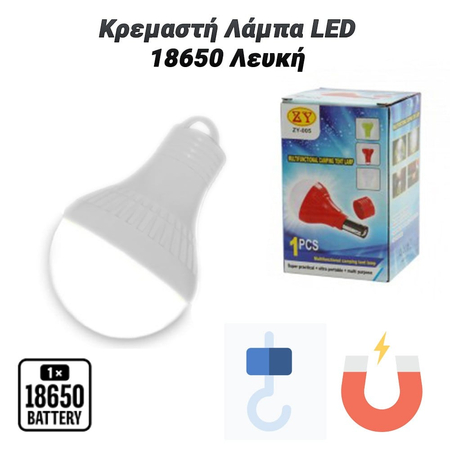 Κρεμαστή Λάμπα led 18650 Λευκή